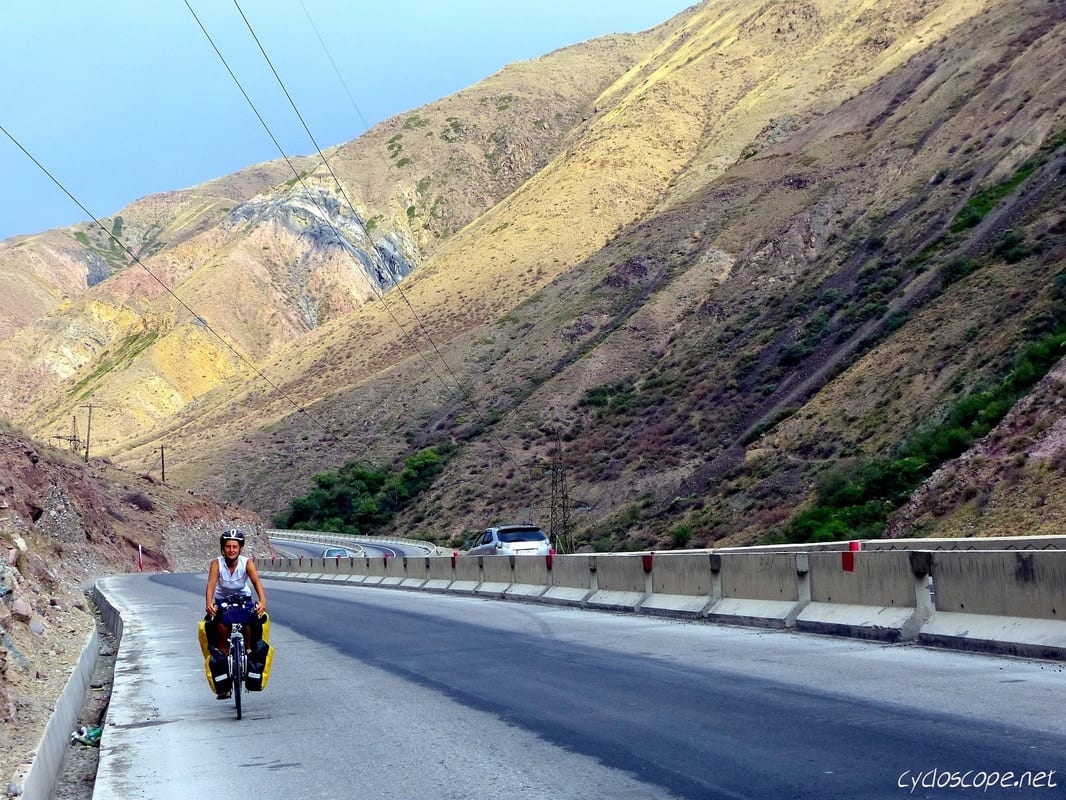 cycle touring road to Issyk Kul Chui river