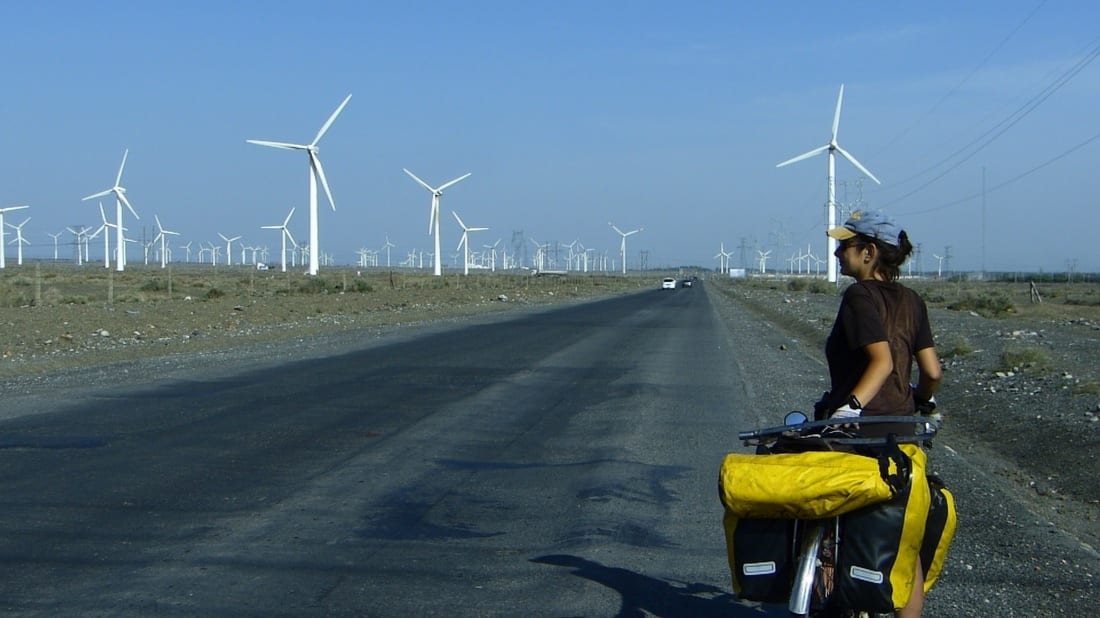 bicycle touring xinjiang gobi taklamakan green energy