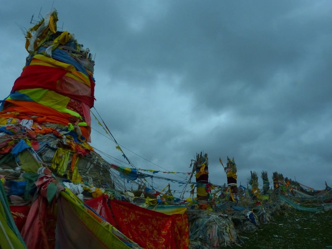 buddhist flags, lung ta, qinghai, China