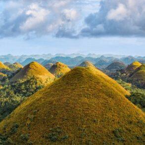 Famous Chocolate Hills aerial drone view, Bohol Island, Philippines
