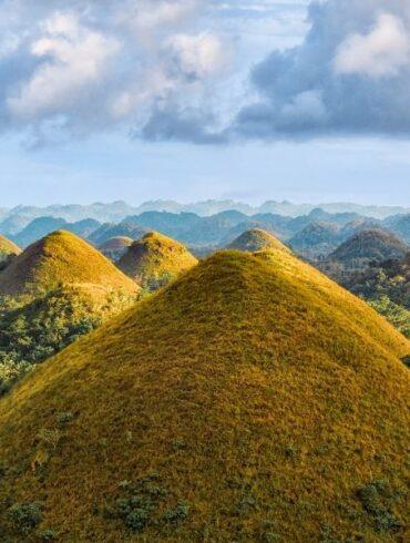 Famous Chocolate Hills aerial drone view, Bohol Island, Philippines