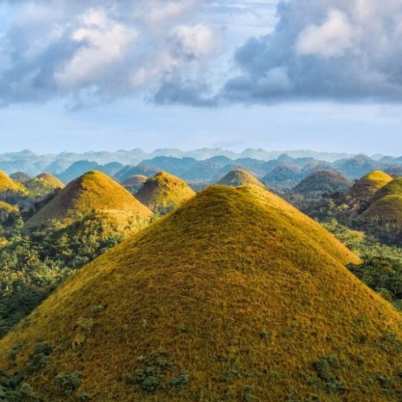 Famous Chocolate Hills aerial drone view, Bohol Island, Philippines