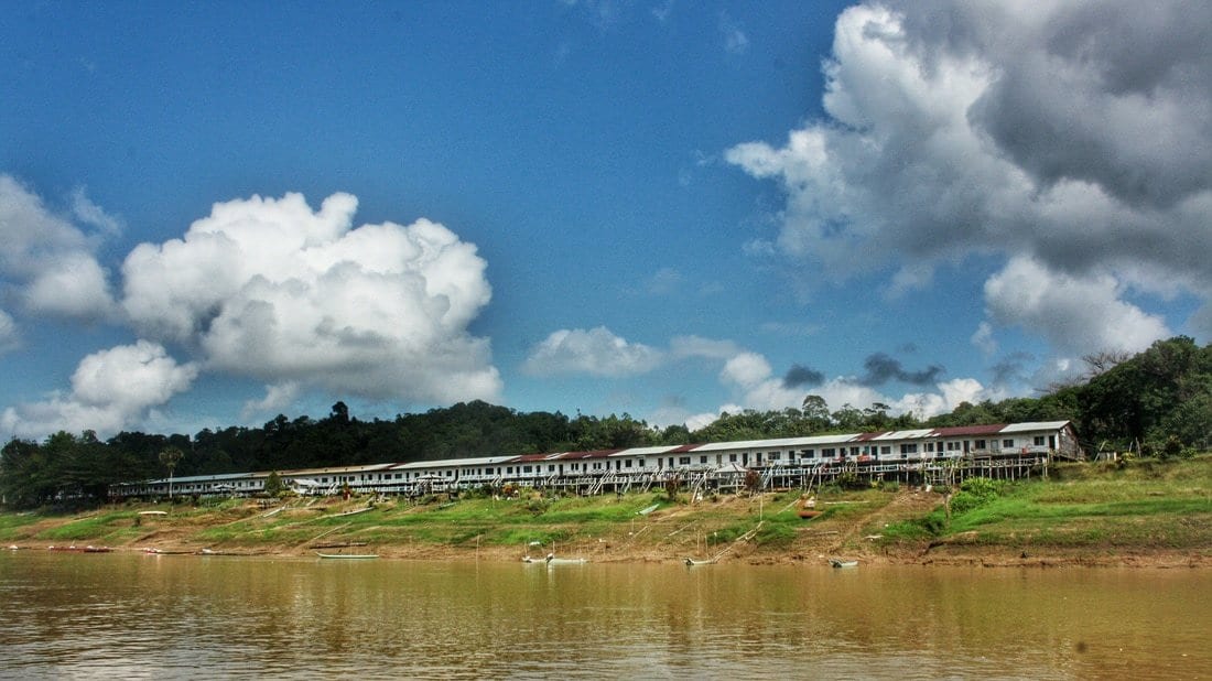 a Dayak longhouse along Rajang river