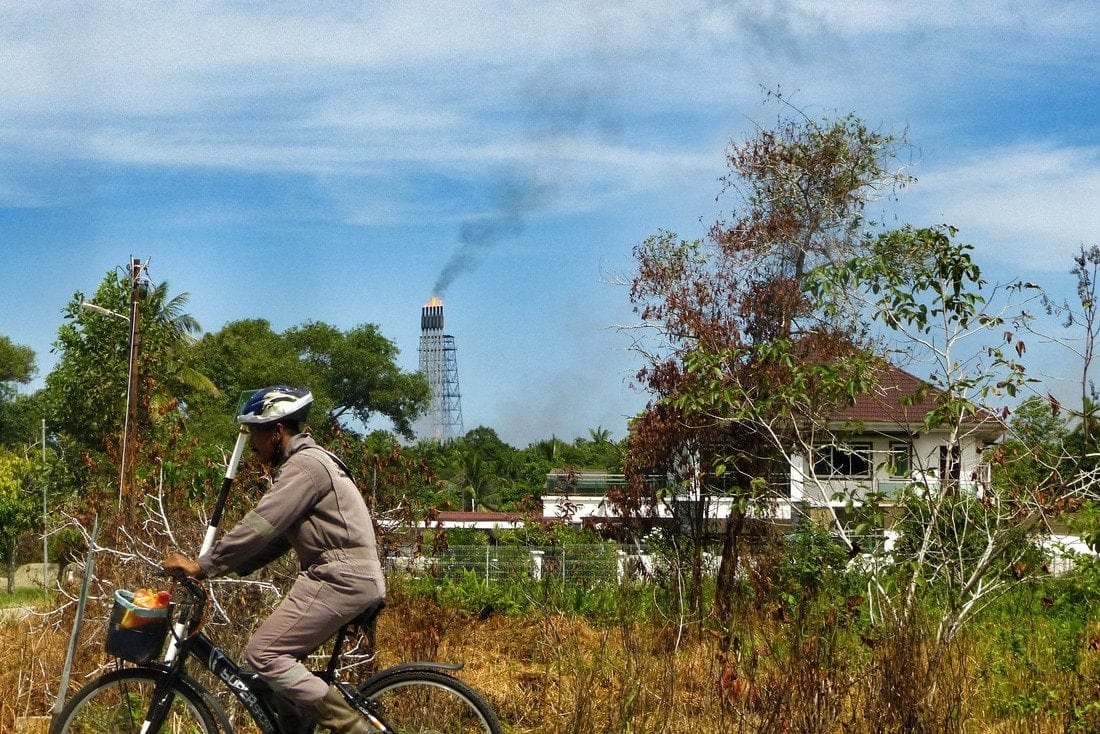 bicycle touring Brunei oil platform