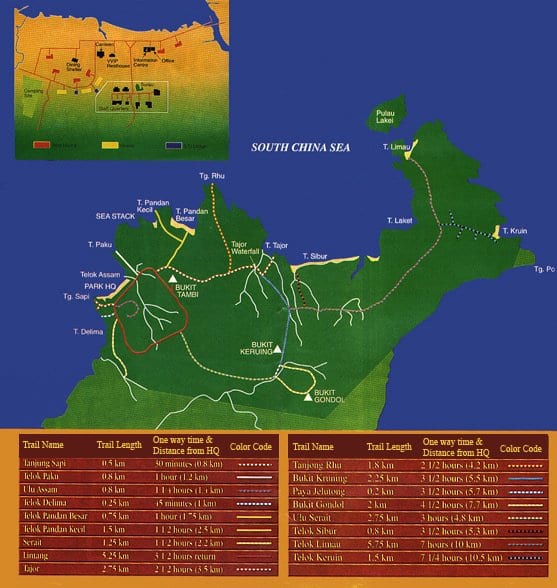Bako National Park trail Map