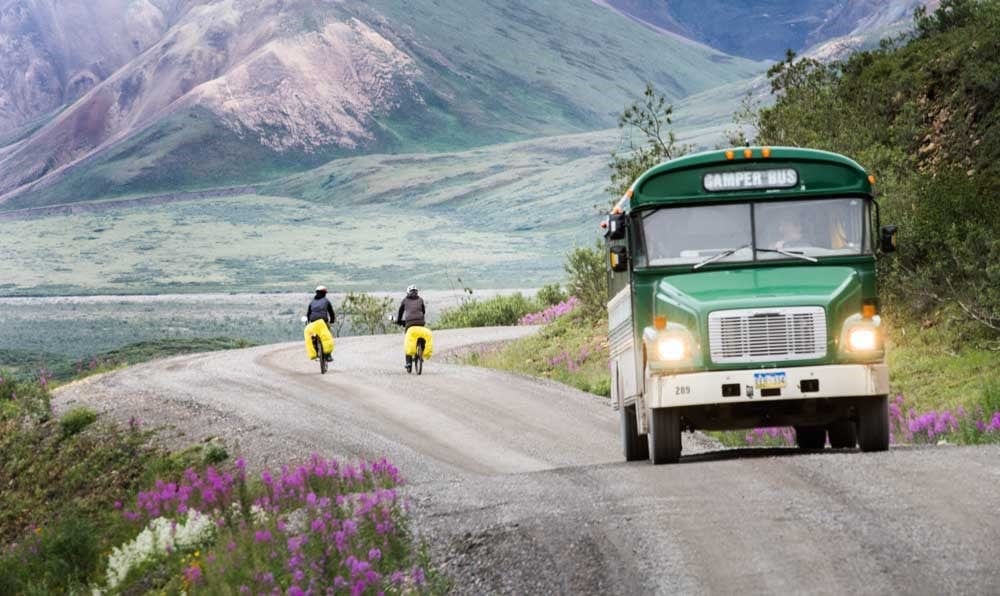 bus passing cyclist