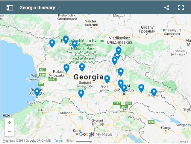 georgia itinerary things to do map