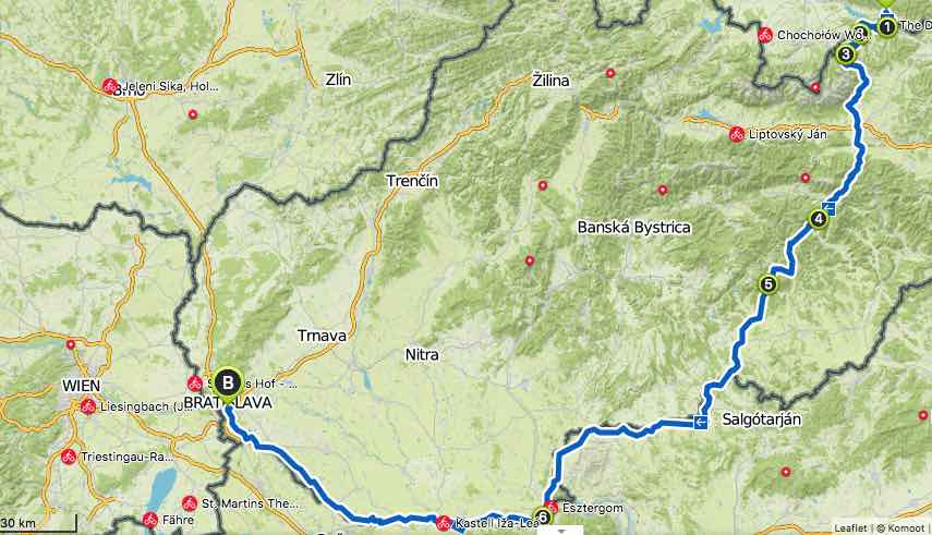 Cycling Slovakia Route Map