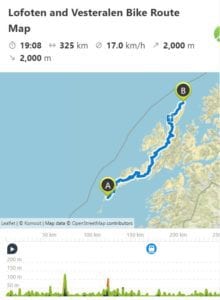 Lofoten and Vesteralen Bike Route Map