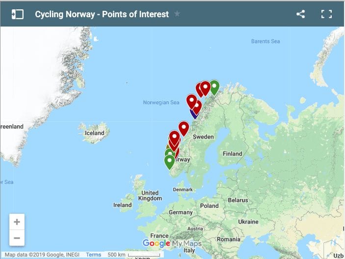 cycling norway coast map