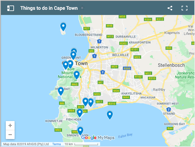 cape town tourist attraction map