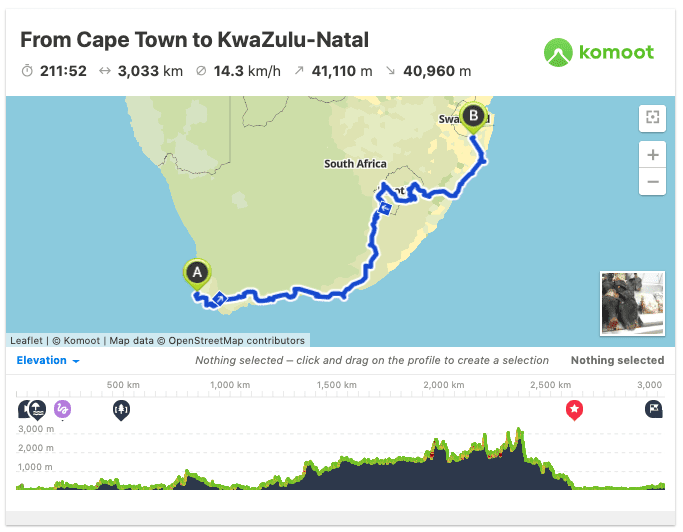 cycling south africa route map gps