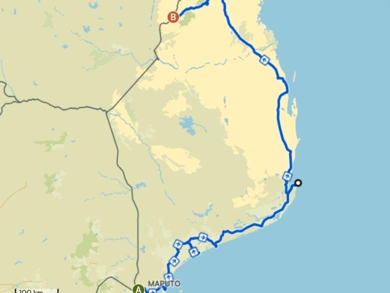 cicloturismo mozambico mappa