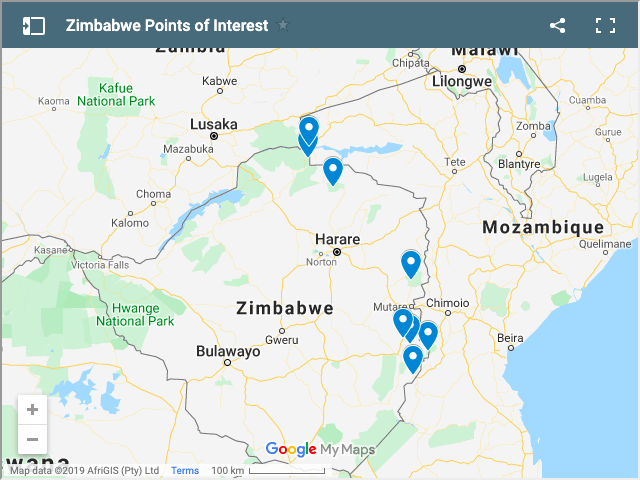 zimbabwe tourist attractions map
