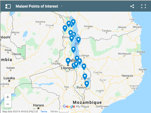 malawi tourist attractions map