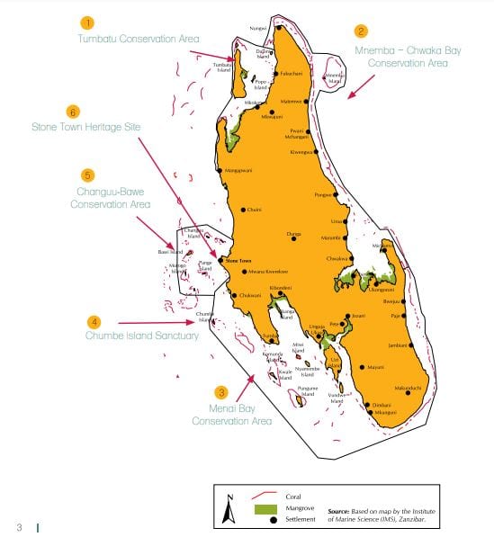 Zanzibar Marine Conservation Areas Map