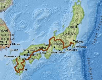 mappa cicloturismo shikoku honshu
