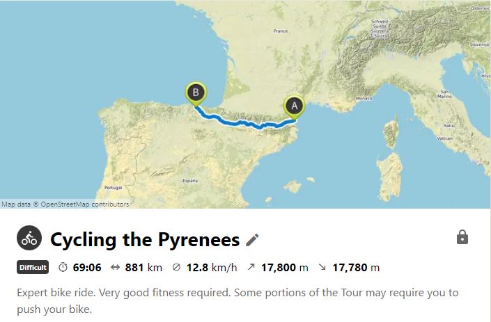 pyrenees cycling map