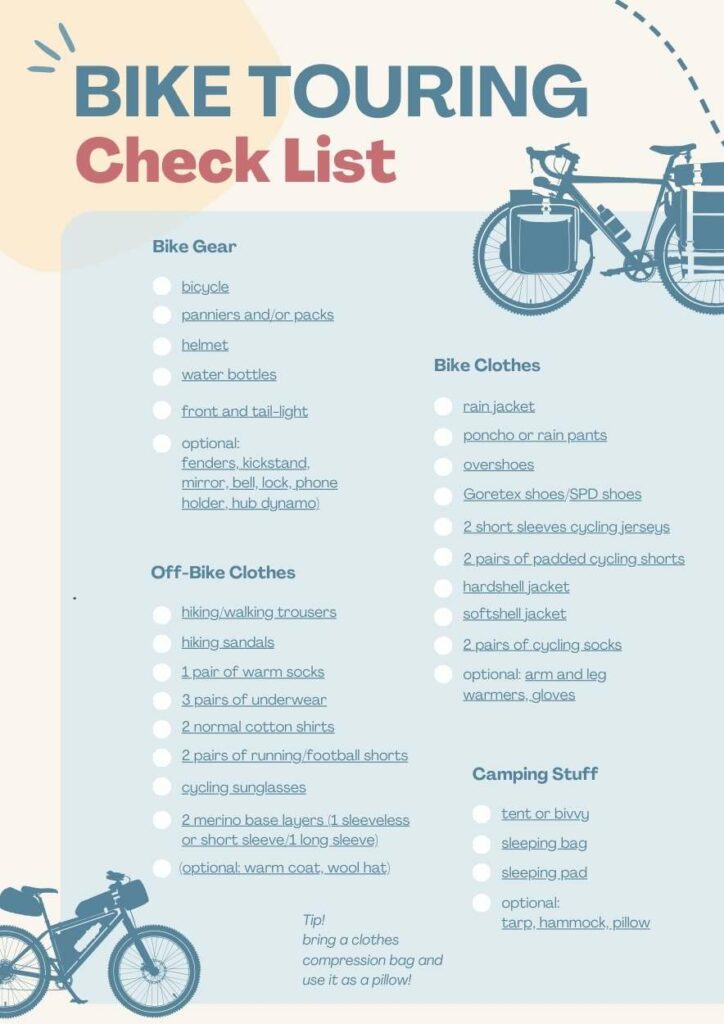 cycle touring checklist bikepacking