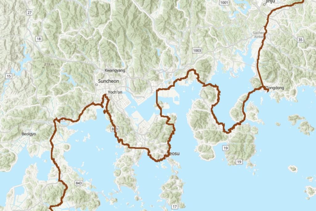 bikepacking itinerario corea del sud mappa gpx